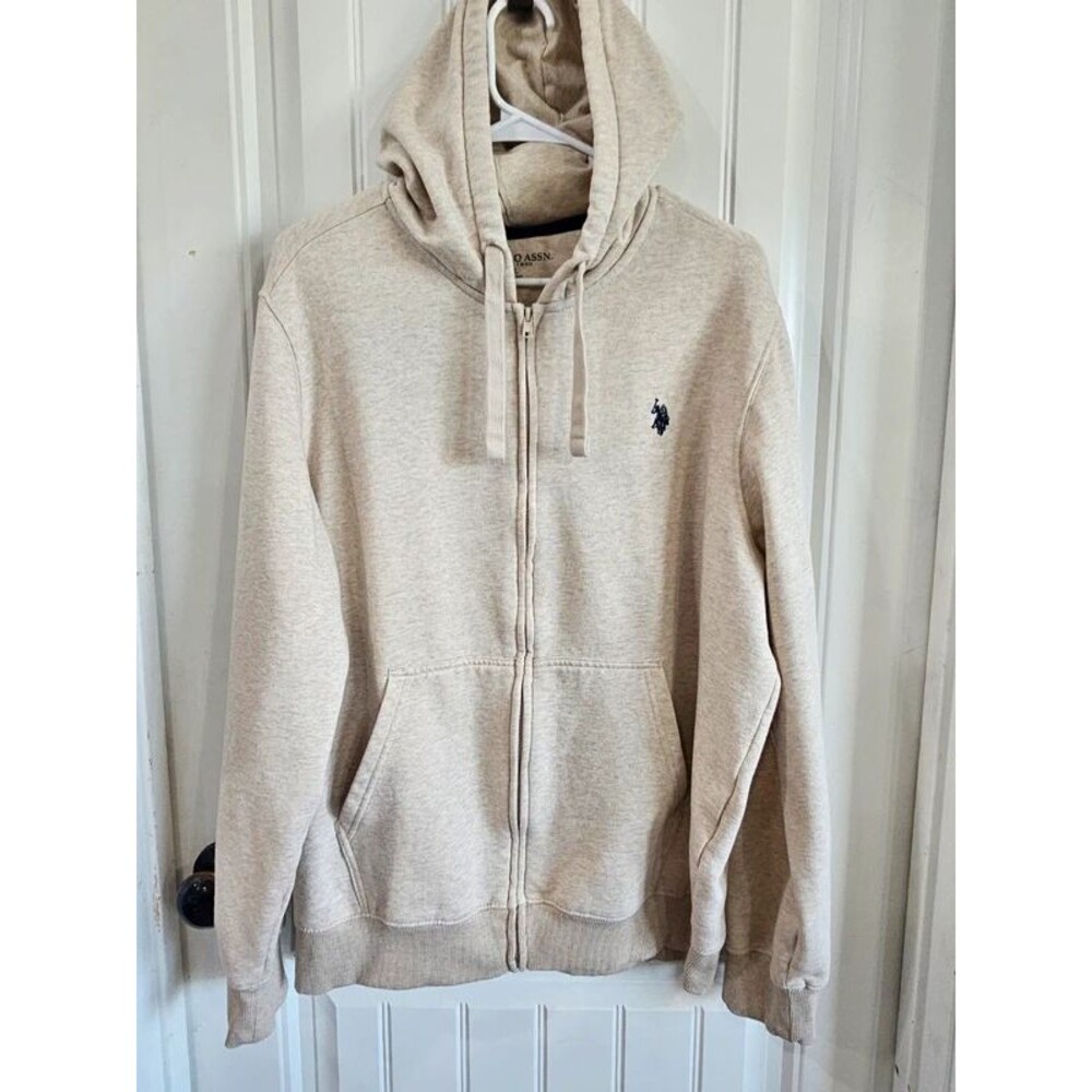 Men's US Polo Tan Zip Up Hoodie XL